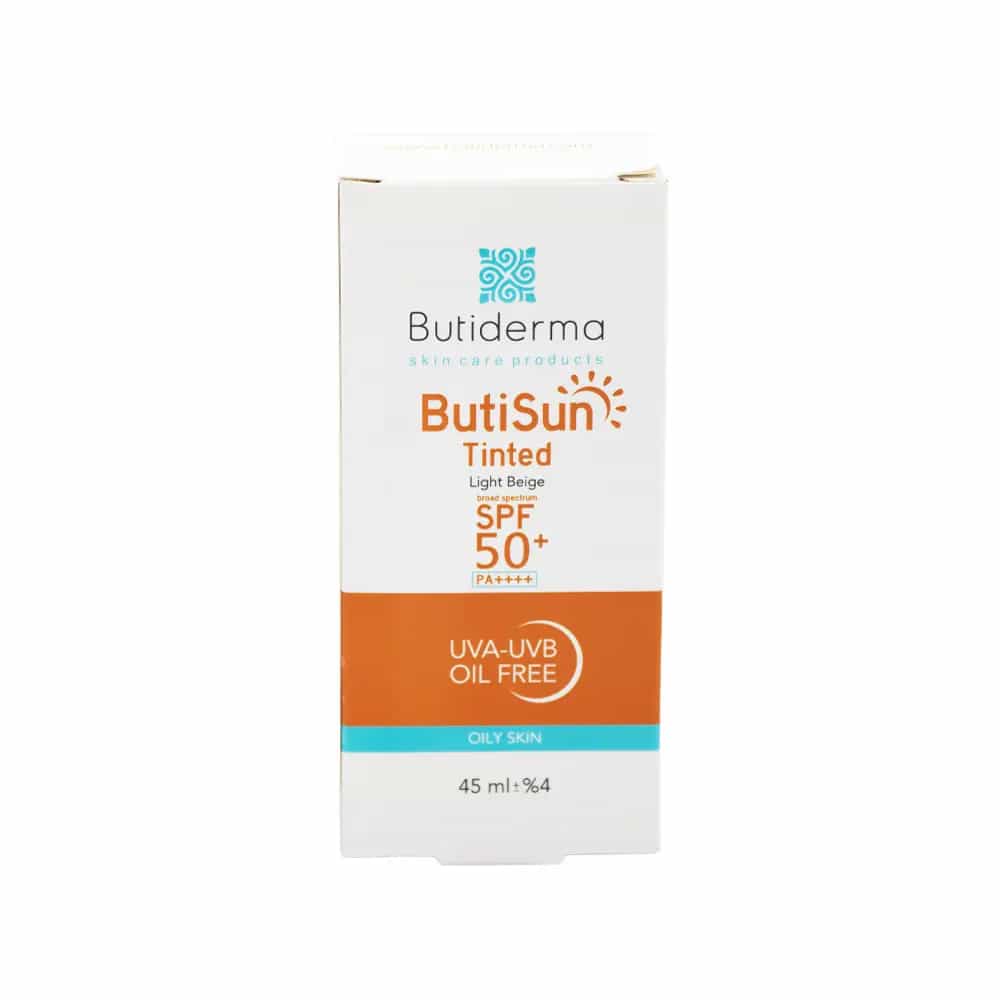 کرم ضدآفتاب رنگی Beauty Derma ButiSun SPF50 فاقد چربی مناسب پوست چرب